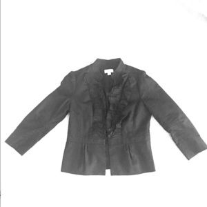 Ann Taylor Loft black ruffle blazer